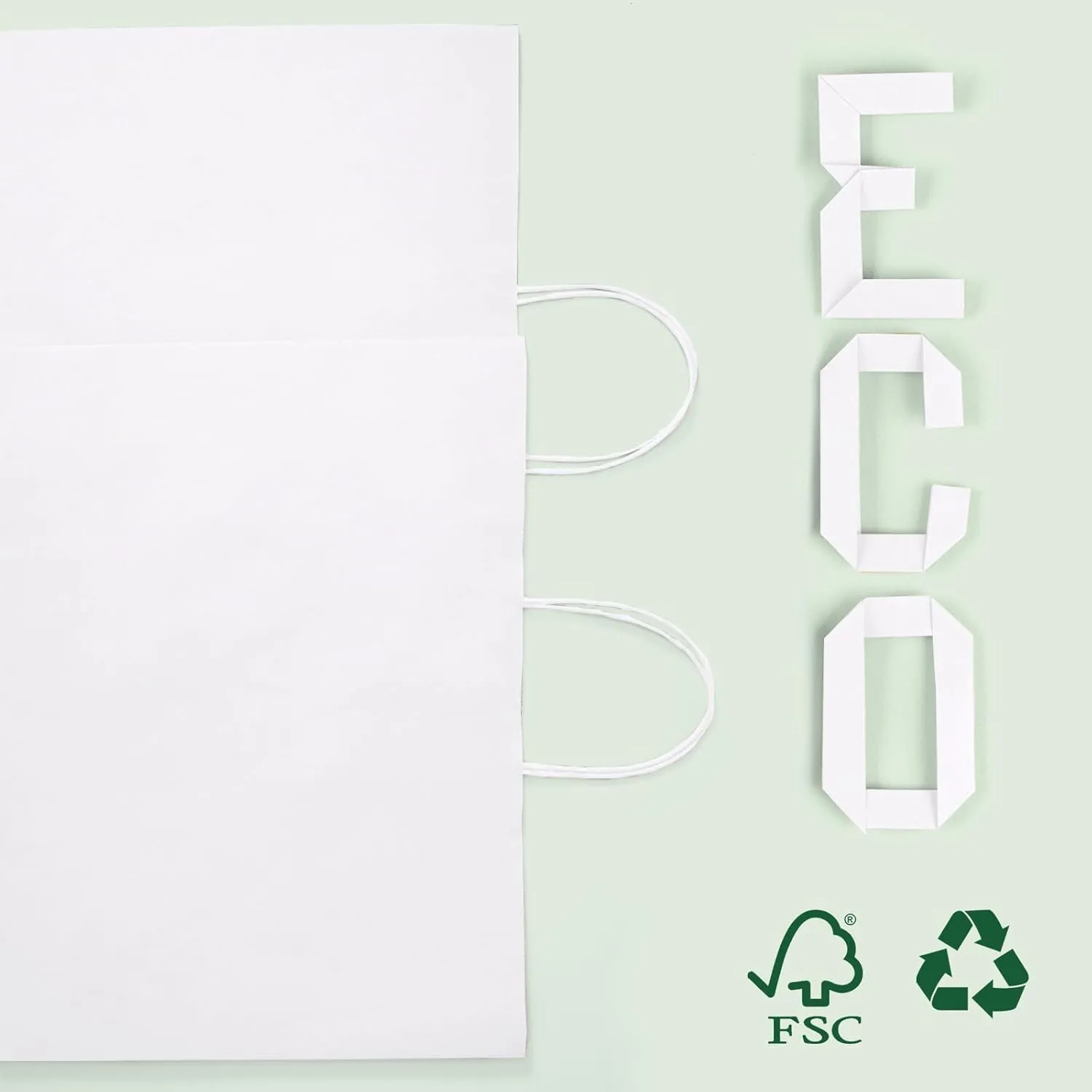 MESHA 16x6x12'' White Kraft Paper Bags With Handles,50 Pack Large Gift Bags Bulk Bulk Reusable for Business,Retail,Birthday,Wedding,Party,Favor,Merchandise,Grocery Shopping Bag