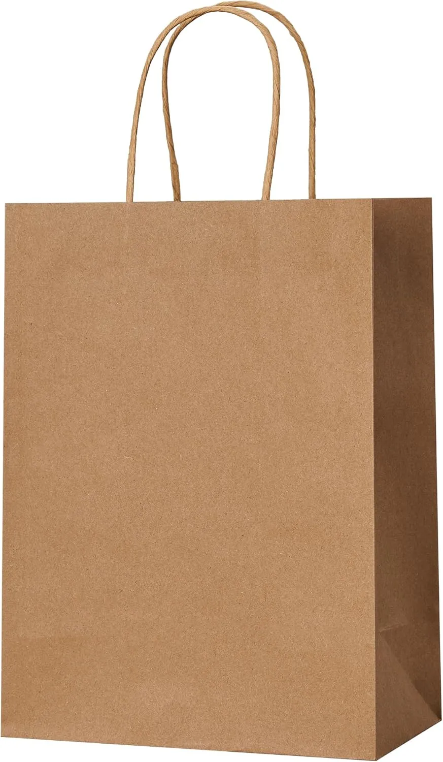 METAPRINT 100 Pack 8x4.5x10.8 Inch Medium Paper Gift Bags with Handles Bulk, Brown Kraft Paper Bags for Grocery Shopping Retail, Birthday, Party Favors, Wedding