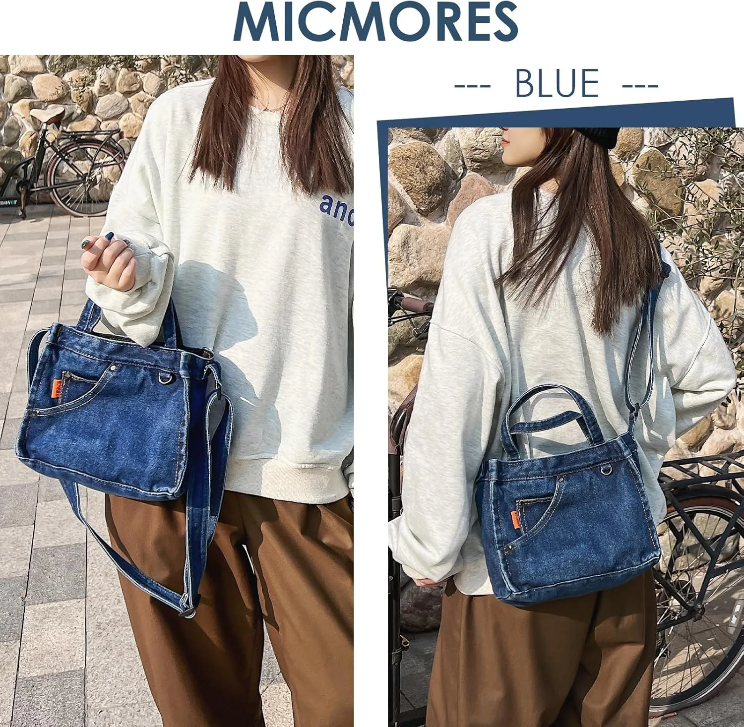 Micmores Small Crossbody Purse Denim Tote Bag Women Hobo Bag Stylish Handbag Fashion shoulder Bag