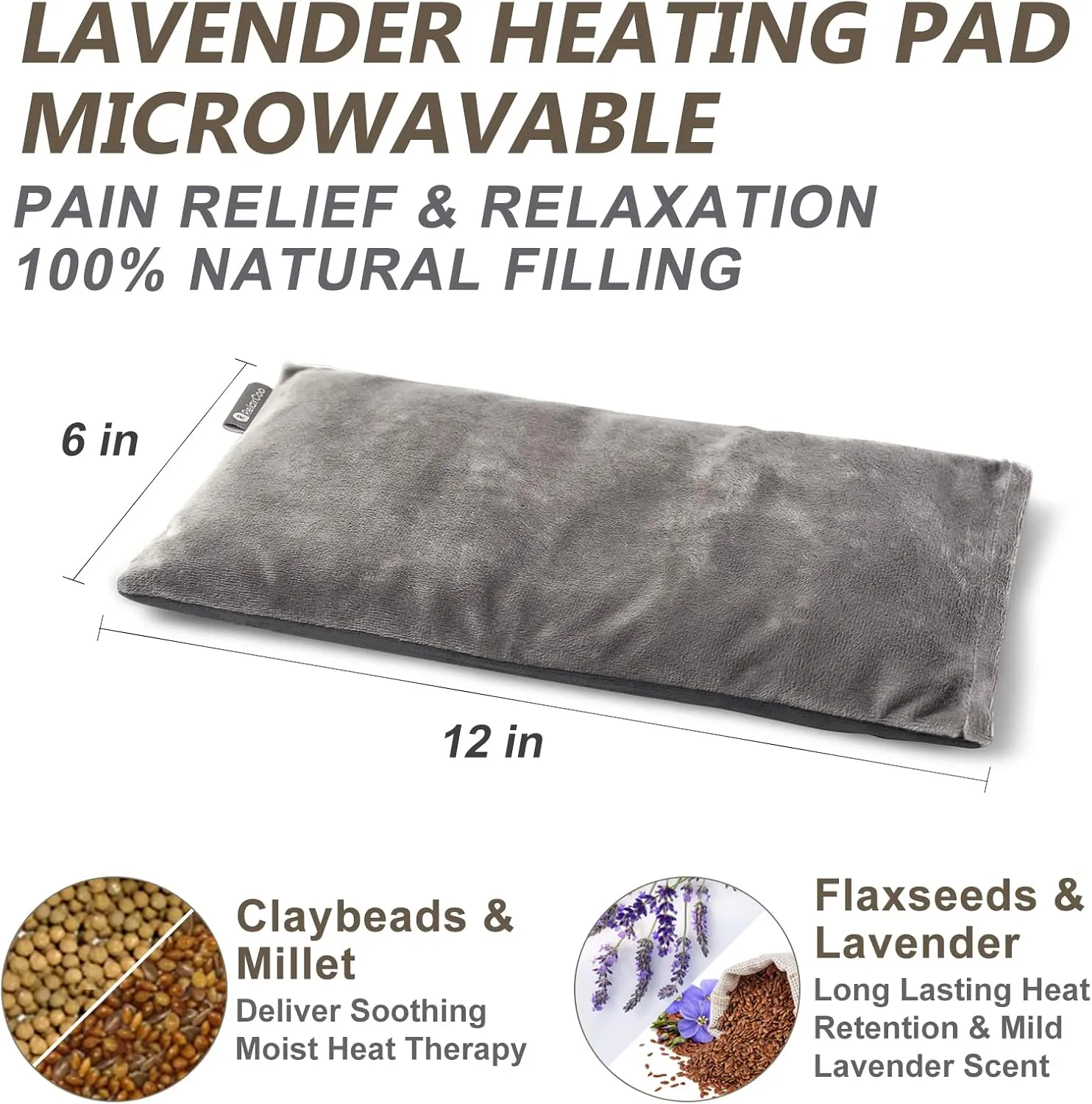 Microwave Heating pad with Washable Cover 6 * 12" Microwavable Heat Pad for Neck Shoulder, Cramps, Back Pain Relief, Warm Compress Bean Bag Moist Heat Pack for Muscles, Joints, 2 Pack