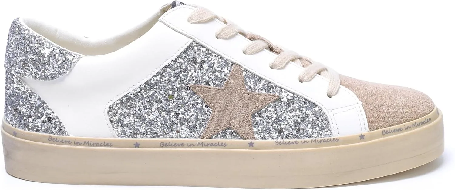 Mi.iM Gaby Rubber Sole Lace-up Snake Print Suede Star Sneakers
