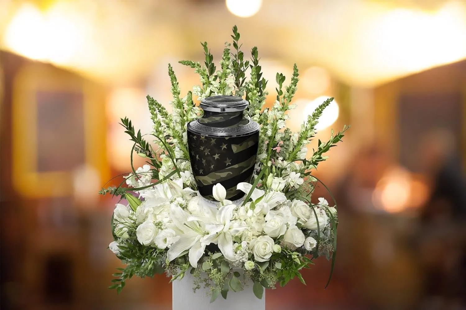 Military Cremation Urn for Ashes Adult Male - Beautifully Handcrafted Decorative Urns & Personalized Army Urns for Human Ashes Adult Man Traditional Camouflage