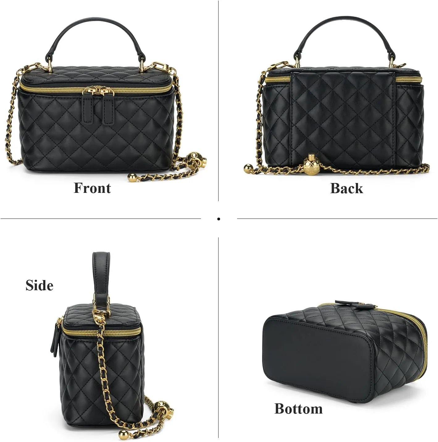 Mini Quilted Box Crossbody Bags for Women, Small Square Designer Clutch Purses with Adjustable Chain Strap