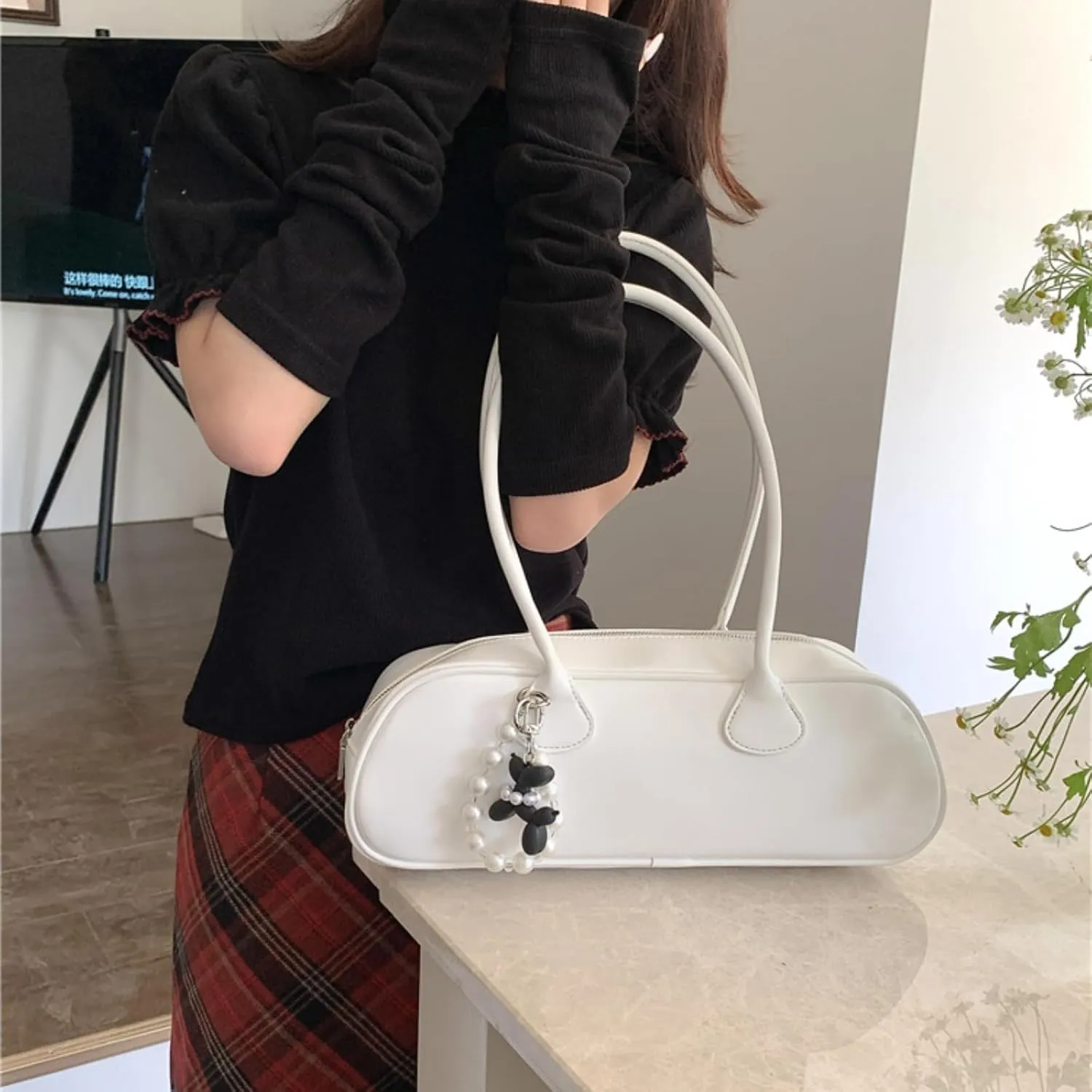 Minimalist Solid Color Bag,Unique Single Shoulder & Hand Carry, Trendy Small Square PU Armpit Purse for Women