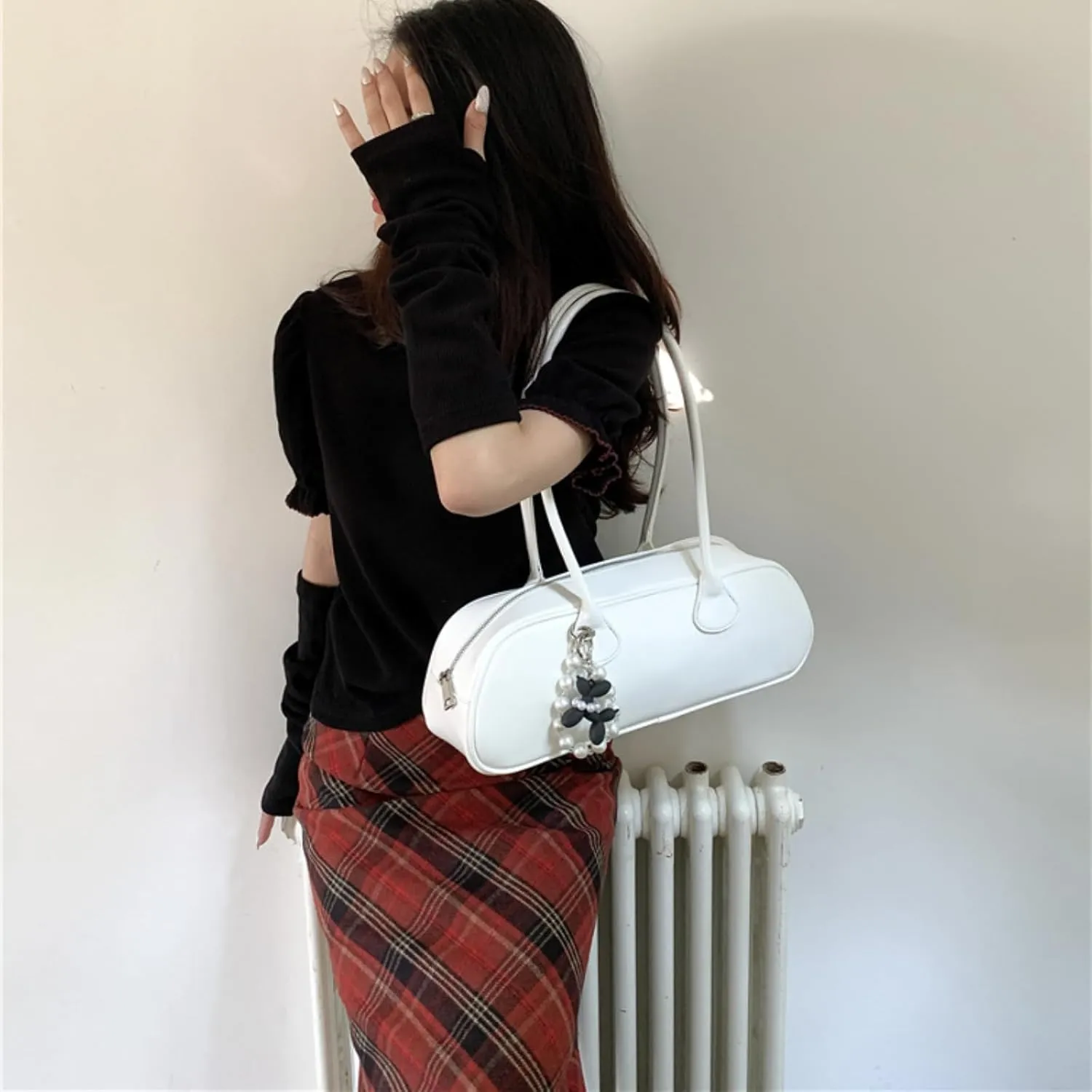 Minimalist Solid Color Bag,Unique Single Shoulder & Hand Carry, Trendy Small Square PU Armpit Purse for Women