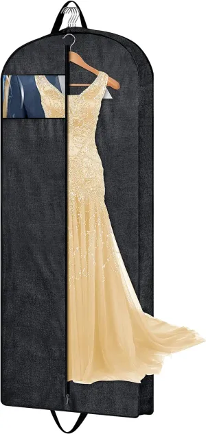MISSLO 60" Heavy Duty Long Garment Bags for Travel Monogrammed Dress Bag Waterproof Oxford Fabric Wedding Dress Cover for Gowns, Black