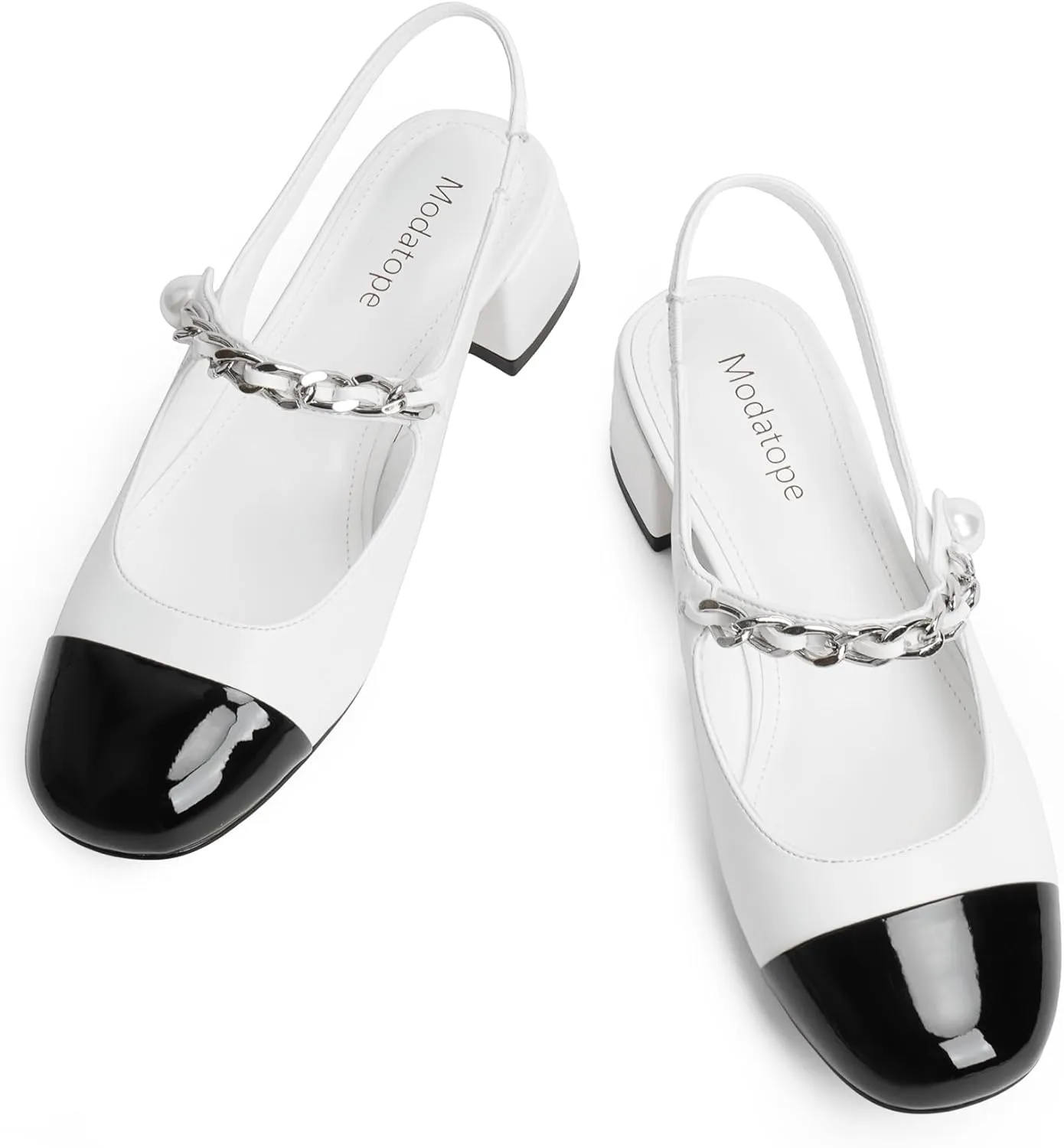 Modatope Slingback Heels for Women Round Cap Toe Heels Womens Pumps Casual Wedding Formal Dress Shoes