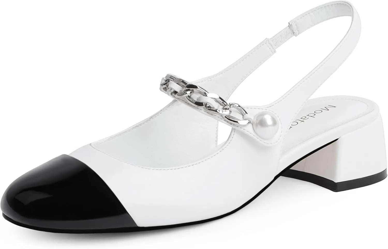 Modatope Slingback Heels for Women Round Cap Toe Heels Womens Pumps Casual Wedding Formal Dress Shoes