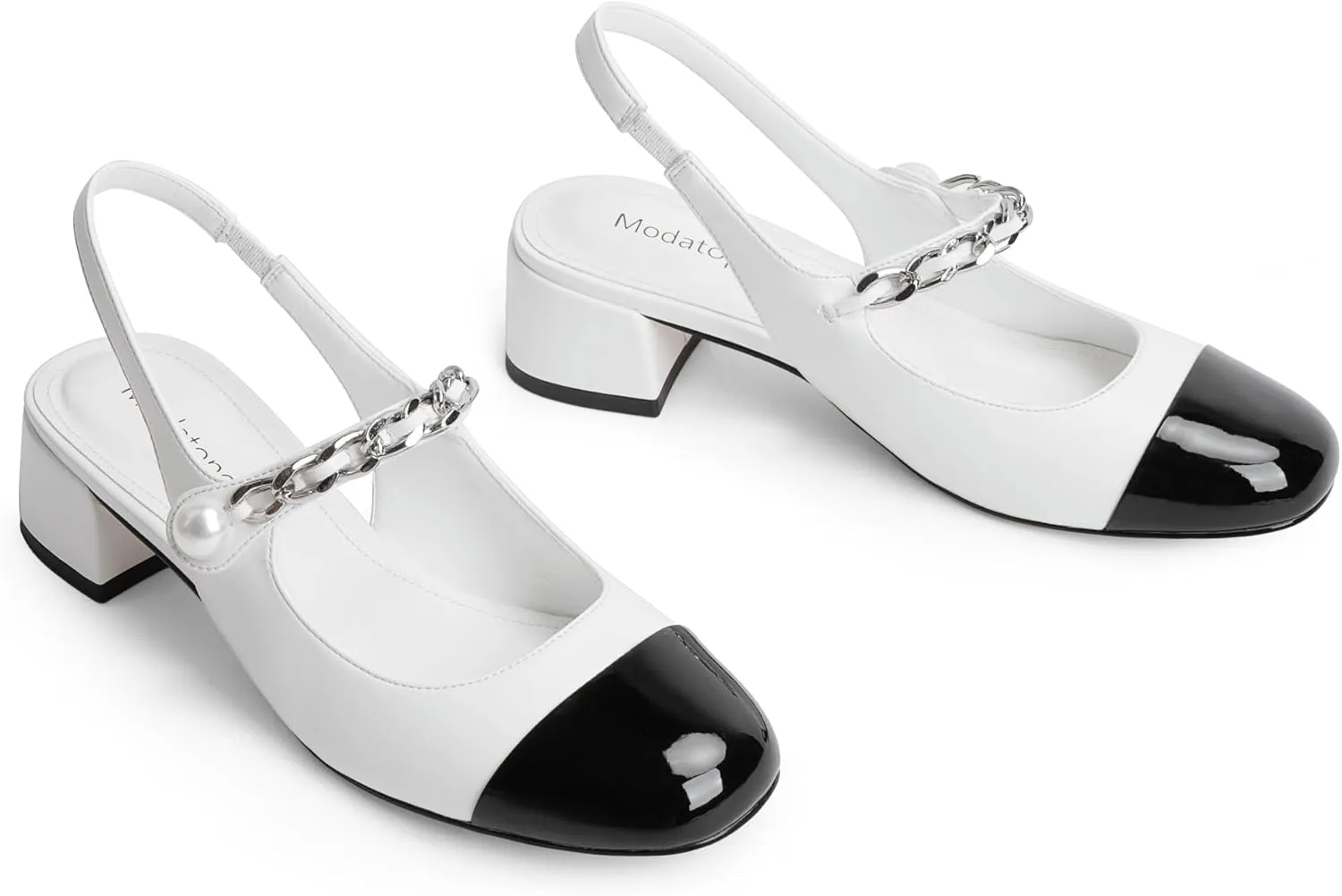 Modatope Slingback Heels for Women Round Cap Toe Heels Womens Pumps Casual Wedding Formal Dress Shoes