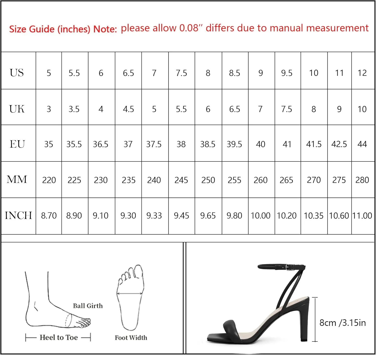 Modatope Womens Heels Square Open Toe Strappy High Heels Ankle Strap Heeled Sandals for Women Party Wedding Daily Wear