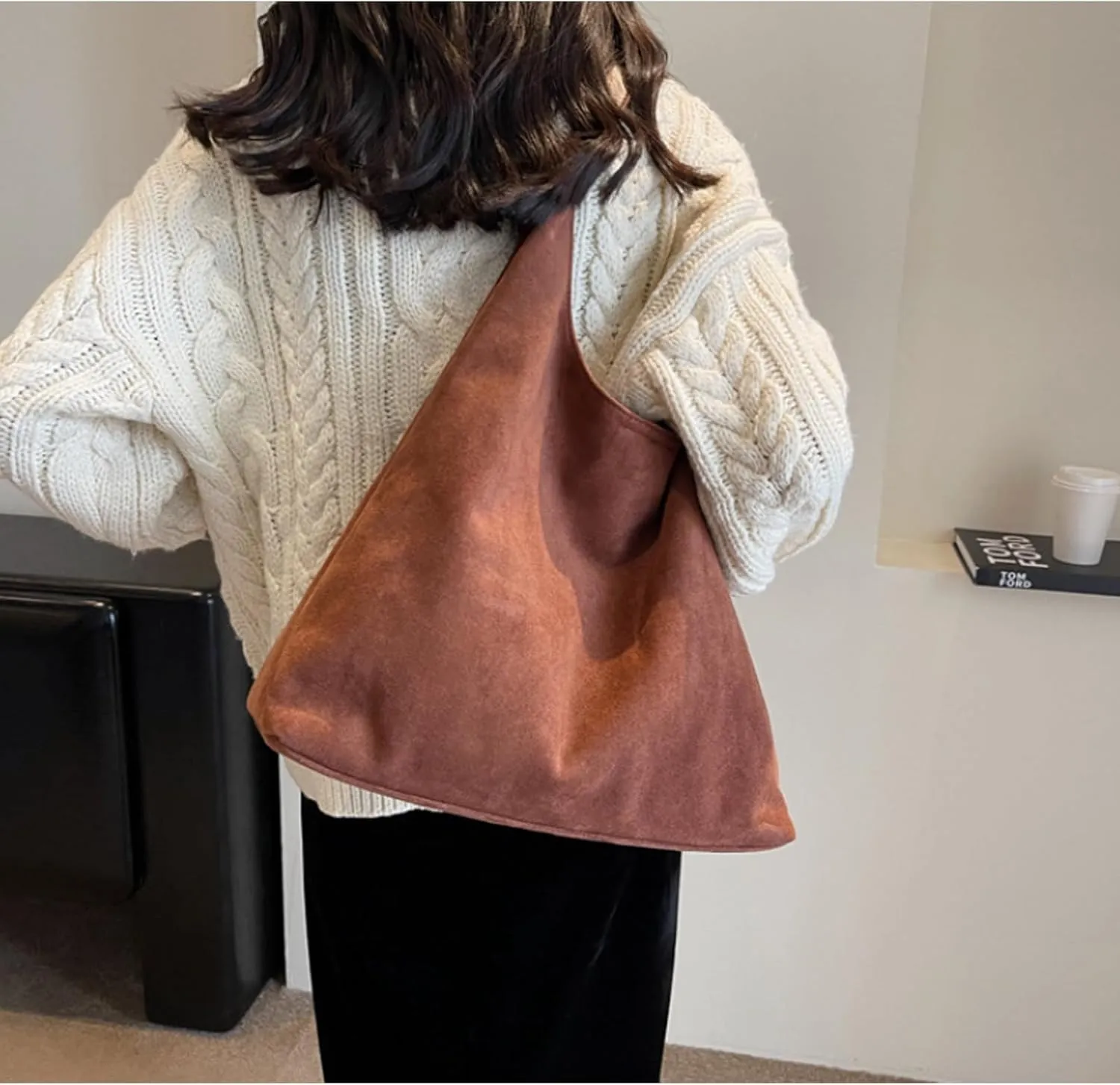 Modavo Suede Tote Bag for Women, Modavo Suede Bag, Suede Shoulder Bag Women's Suede Purse Vintage Top Handle Bag