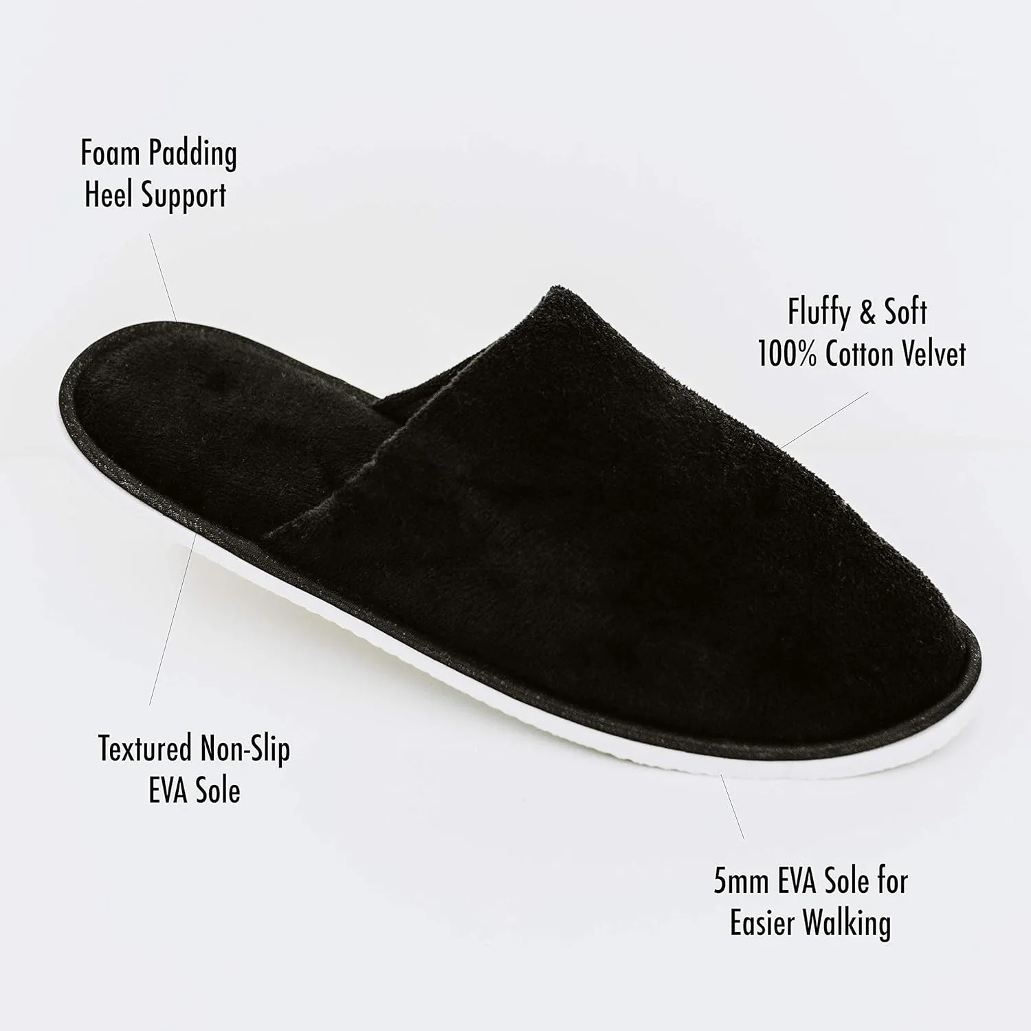MODLUX Spa Slippers, 6-12 Pairs Cotton Velvet Closed Toe Disposable Slippers for Guests with Travel Bags, House, Indoor, Bathroom, Bedroom, Hotel, Bride Slippers