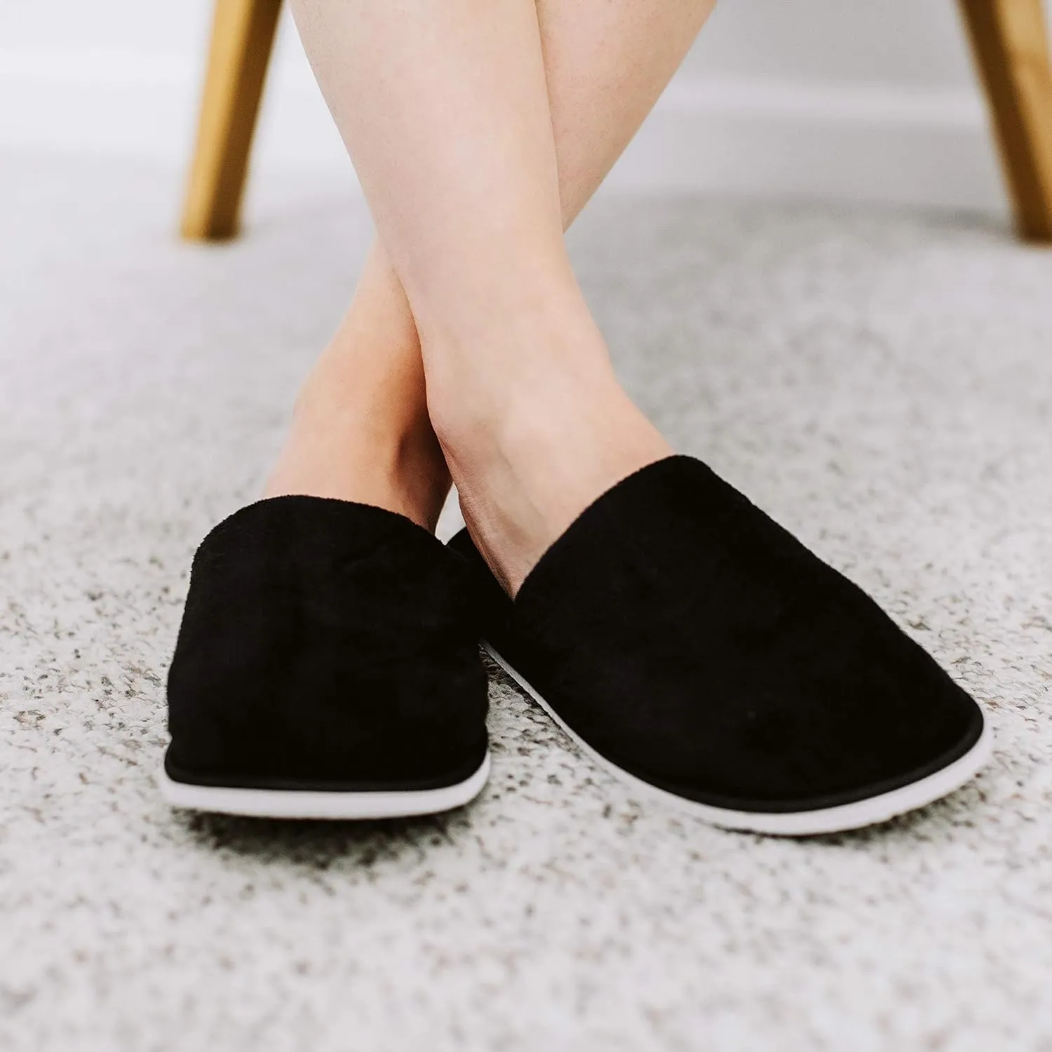 MODLUX Spa Slippers, 6-12 Pairs Cotton Velvet Closed Toe Disposable Slippers for Guests with Travel Bags, House, Indoor, Bathroom, Bedroom, Hotel, Bride Slippers