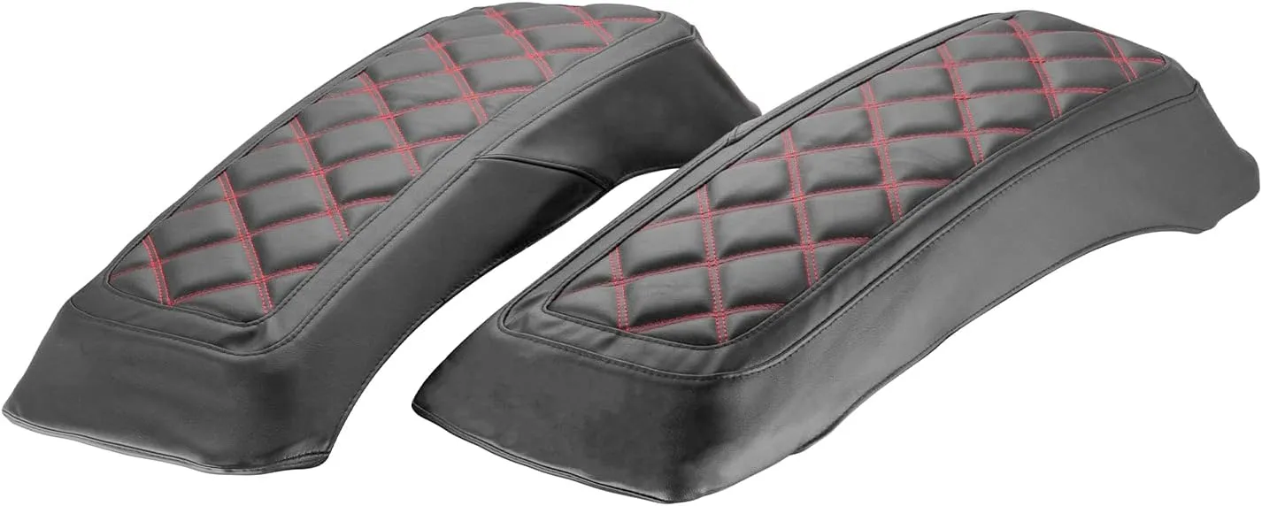 Mofun Saddlebag Lid Covers Microfiber Leather Bags & Cover Compatible with Harley Touring Street Road Electra Glide Road King 1993-2013 Red Square
