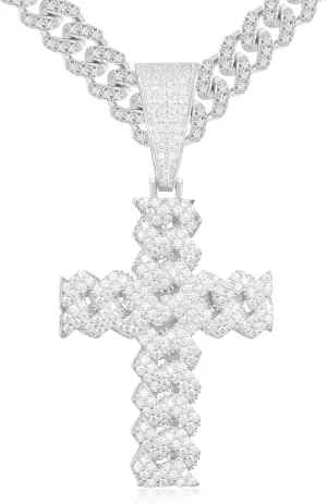 Moissanite Cross Necklace 2.7 Carat Iced Out Moissanite Cross Pendant 925 Sterling Silver Cross Chain Necklace D Color VVS1 18k Gold Plated Christian Pendant