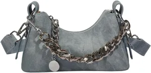 Molodo Hobo Bags for Women Retro Denim Shoulder Bags Casual Chain Crossbody Bag Purses for Work Travel