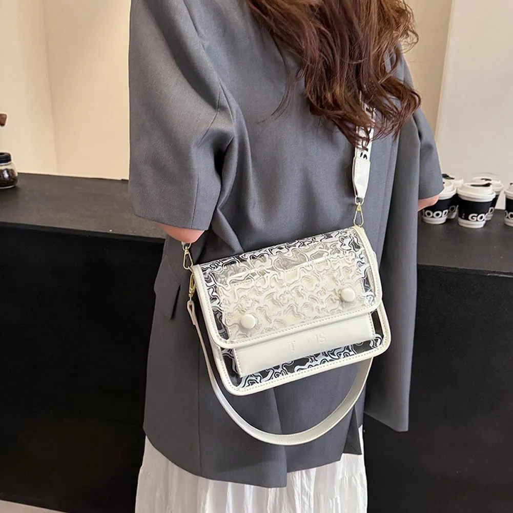 Molodo Purse for Women Small Square Transparent Crossbody Bag Lightweight PU Leather Shoulder Bags