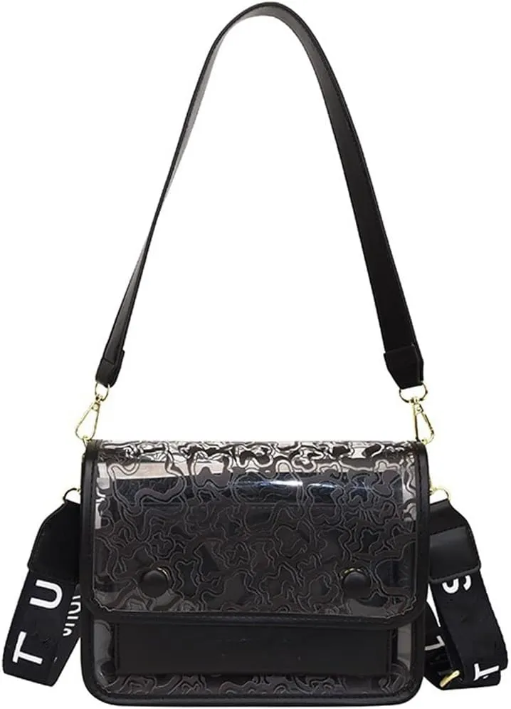 Molodo Purse for Women Small Square Transparent Crossbody Bag Lightweight PU Leather Shoulder Bags