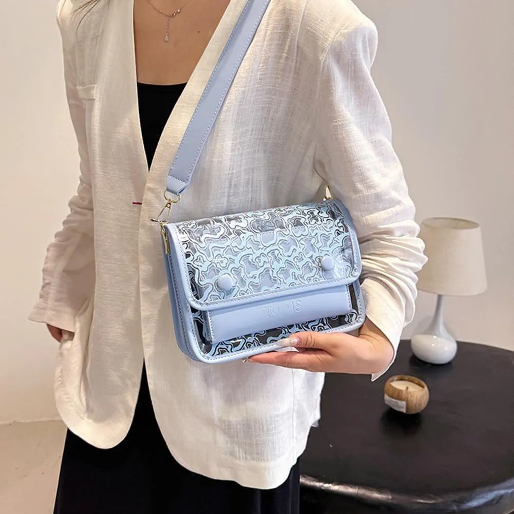 Molodo Purse for Women Small Square Transparent Crossbody Bag Lightweight PU Leather Shoulder Bags