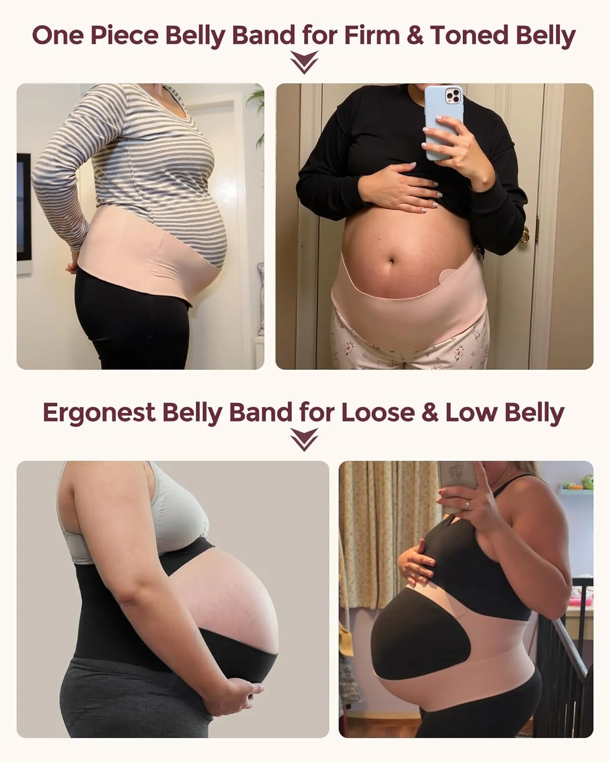 Momcozy Belly Bands for Pregnant Women, One-Piece & Portable Pregnancy Belly Band with Ergonest Back Support & Breathable Fabric – Adjustable Maternity Belt for Small/Round/High-Carrying Belly