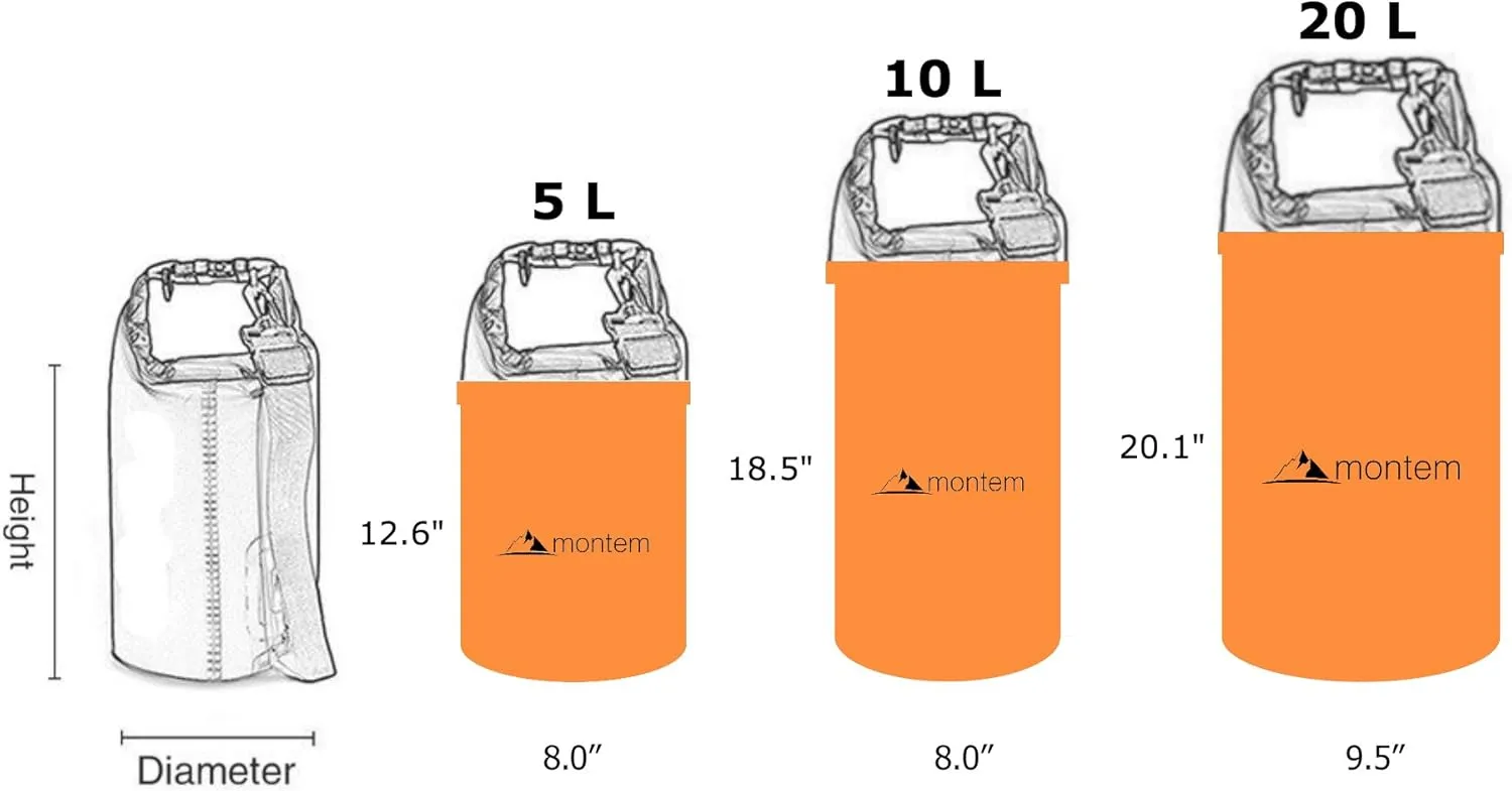 Montem Premium Waterproof Bag/Roll Top Dry Bag - Perfect for Kayaking/Boating/Canoeing/Fishing/Rafting/Swimming/Camping/Snowboarding