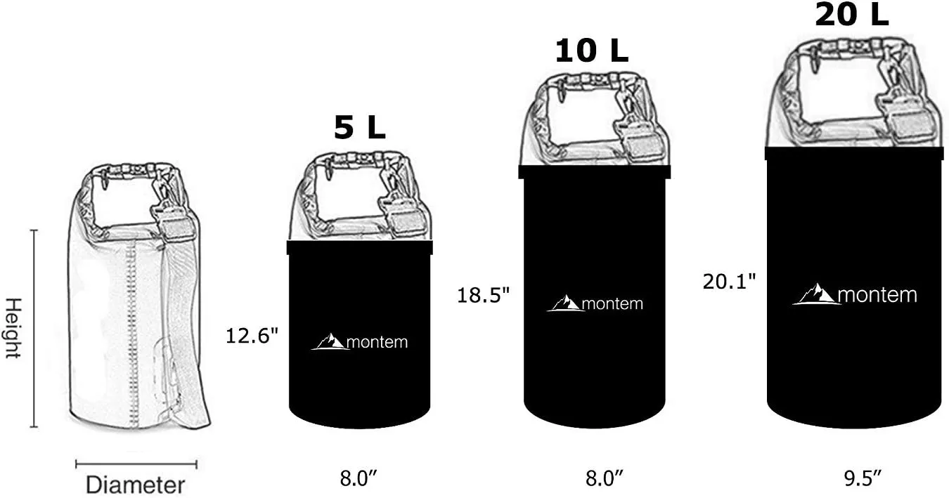 Montem Premium Waterproof Bag/Roll Top Dry Bag - Perfect for Kayaking/Boating/Canoeing/Fishing/Rafting/Swimming/Camping/Snowboarding