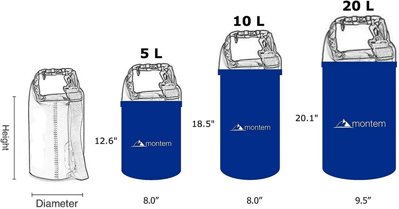 Montem Premium Waterproof Bag/Roll Top Dry Bag - Perfect for Kayaking/Boating/Canoeing/Fishing/Rafting/Swimming/Camping/Snowboarding
