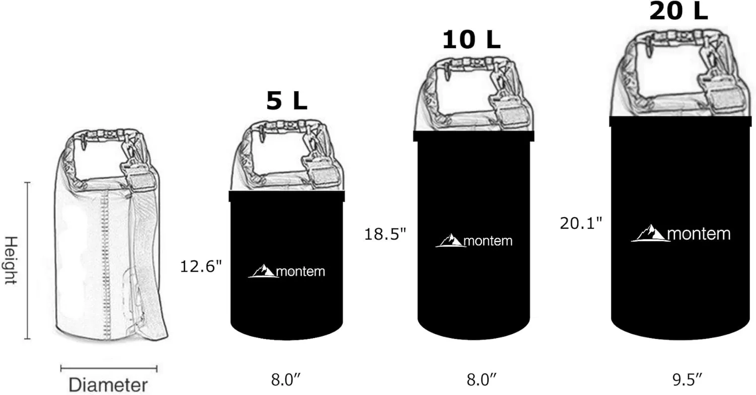 Montem Premium Waterproof Bag/Roll Top Dry Bag - Perfect for Kayaking/Boating/Canoeing/Fishing/Rafting/Swimming/Camping/Snowboarding