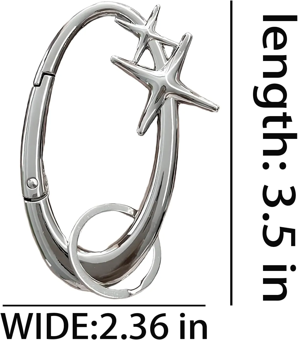 MORWLAT Star Carabiner Y2K Keychain, Extra-Large Shiny Chrome Karibiner, Minimal Stainless Steel for Men&Women