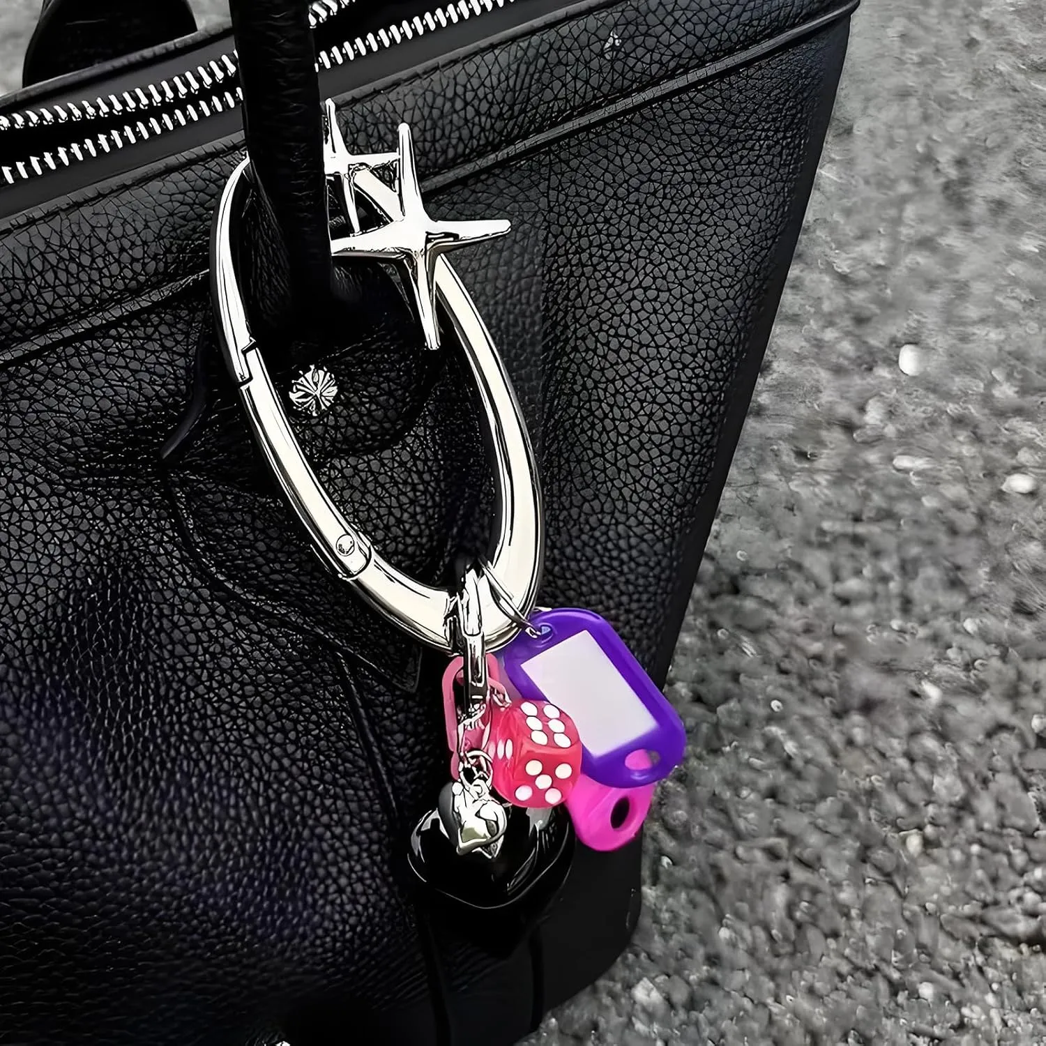 MORWLAT Star Carabiner Y2K Keychain, Extra-Large Shiny Chrome Karibiner, Minimal Stainless Steel for Men&Women