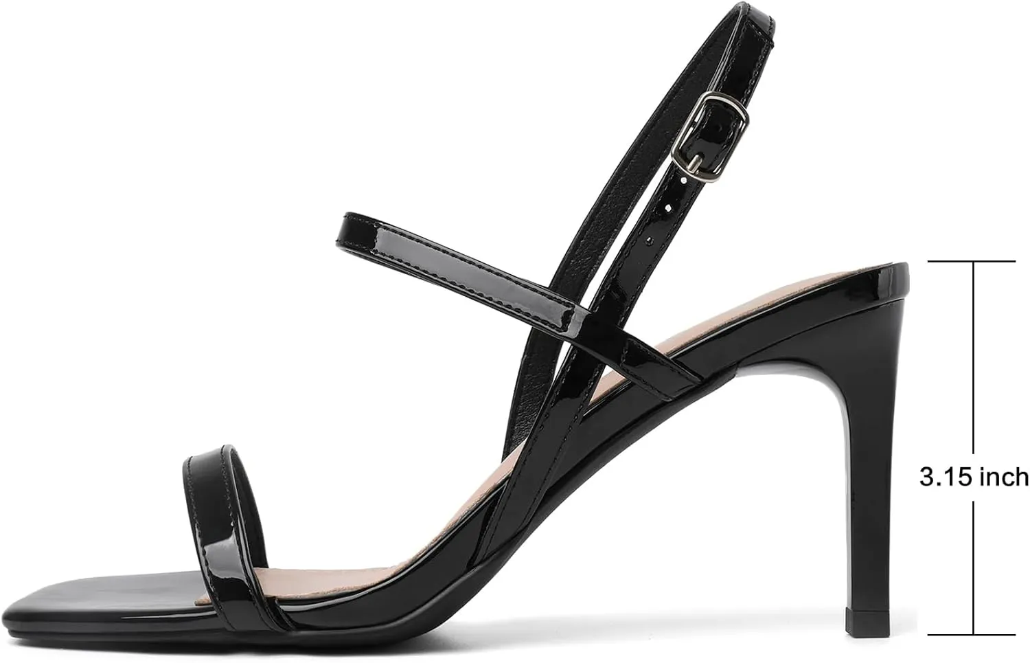 Mostrin Heels for Women Strappy Sandals Square Open Toe High Heel Sandals Ankle Strap Stiletto Heels for Party Wedding