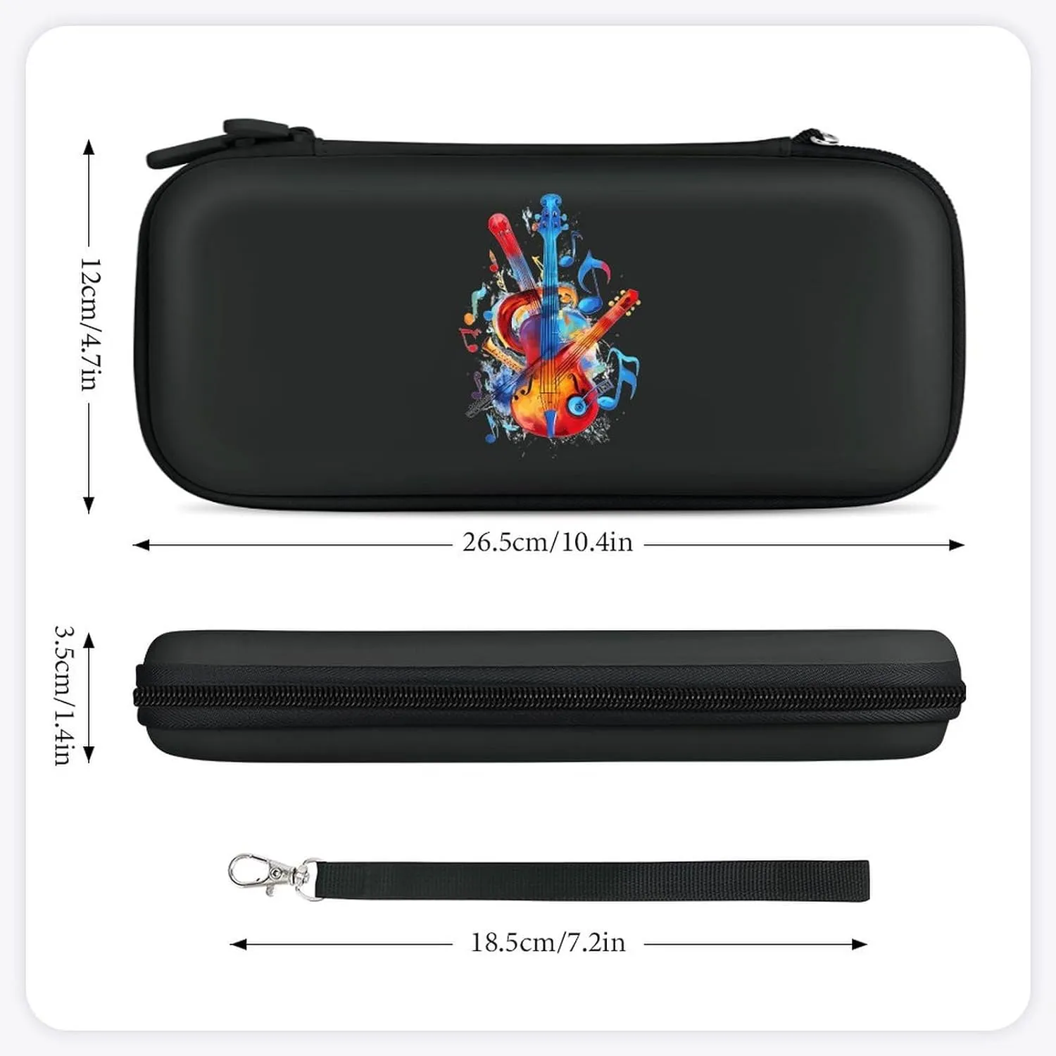 Musical Notes Violin Instruments Compatible with Switch Carrying Case Hard Travel Game Bag Pouch with 15 Games Accessories