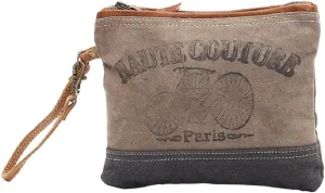 Myra Bag Haute Couture Upcycled Denim & Canvas Wristlet Bag S-1018