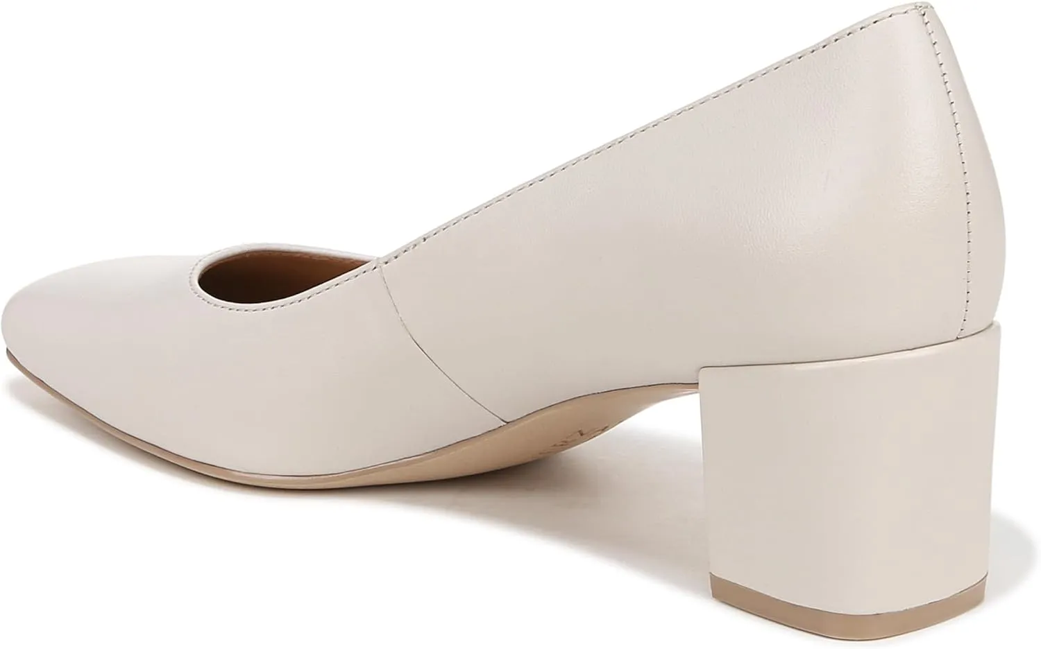 Naturalizer Womens Karina Square Toe Pump Satin Pearl White Leather 9 M