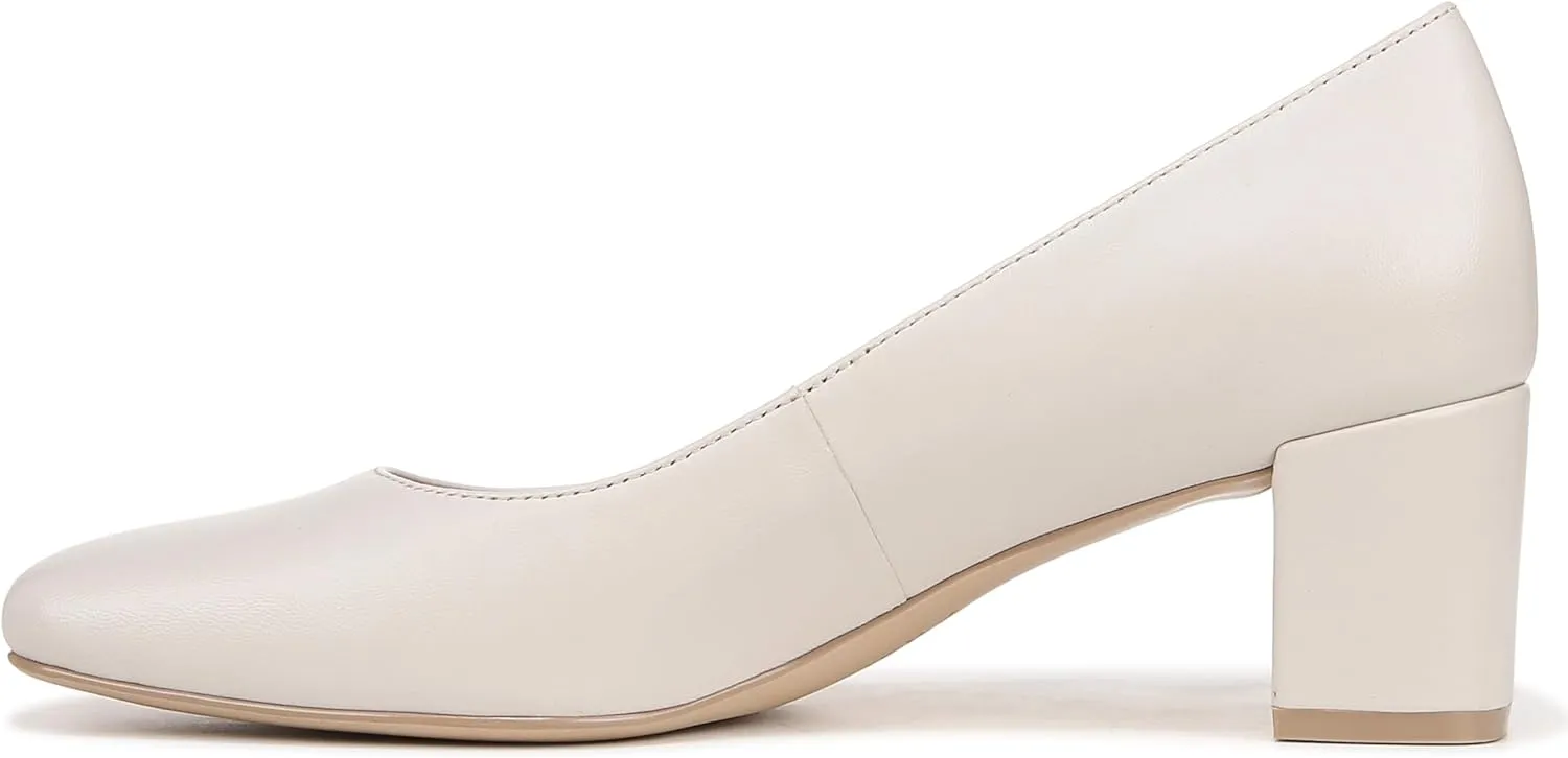Naturalizer Womens Karina Square Toe Pump Satin Pearl White Leather 9 M