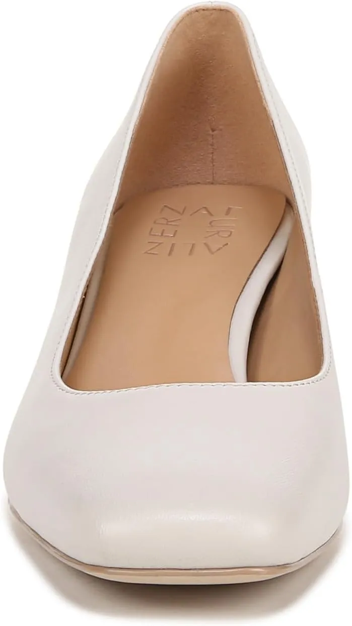 Naturalizer Womens Karina Square Toe Pump Satin Pearl White Leather 9 M