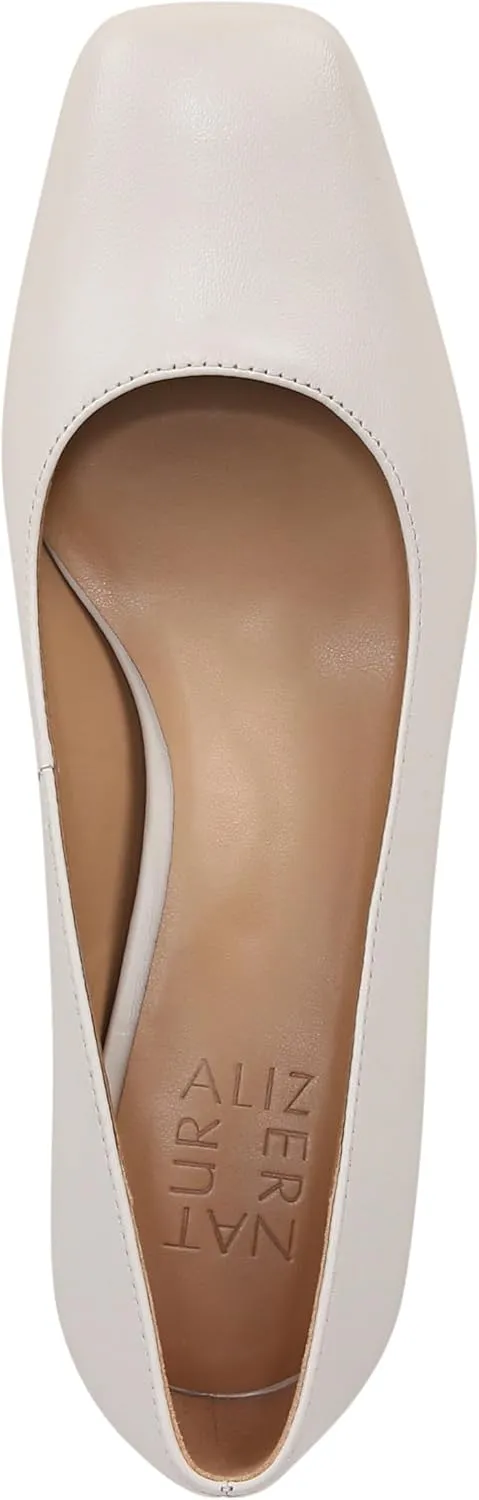 Naturalizer Womens Karina Square Toe Pump Satin Pearl White Leather 9 M