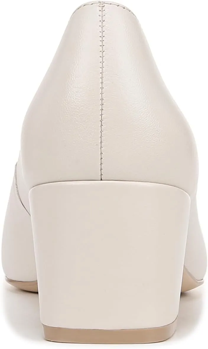 Naturalizer Womens Karina Square Toe Pump Satin Pearl White Leather 9 M