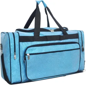 NGIL Glitter Canvas 20" inch Weekender Overnight Travel Carry-On Luggage Sports Gym Duffle Bag for Women (Glitter-Turquoise)