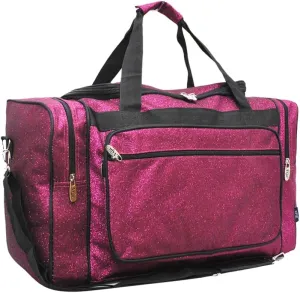 NGIL Glitter Canvas 20" inch Weekender Overnight Travel Carry-On Luggage Sports Gym Duffle Bag for Women (Hot Pink Glitter)