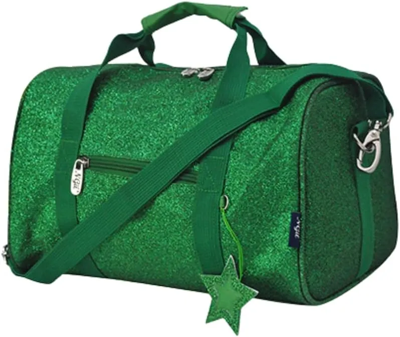 NGIL Mini Super Star Duffle Bag for Dance, Sports, Ballet, Tumbling, and Gymnastic – Glitter Cheer with Shoulder Strap and Pockets (Glitter-Green, Small)
