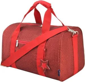 NGIL Super Star Duffle Bag, Large Dance Bag & Travel Bag for Sports, Gymnastics and Ballet with Adjustable Strap, Zippers, Pockets (Glitter-Red, Large)
