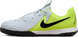 Nike Jr. Phantom GX 2 Academy Little/Big Kids' IC Soccer Shoes (FJ2609-003, Metallic Silver/Volt/Black)