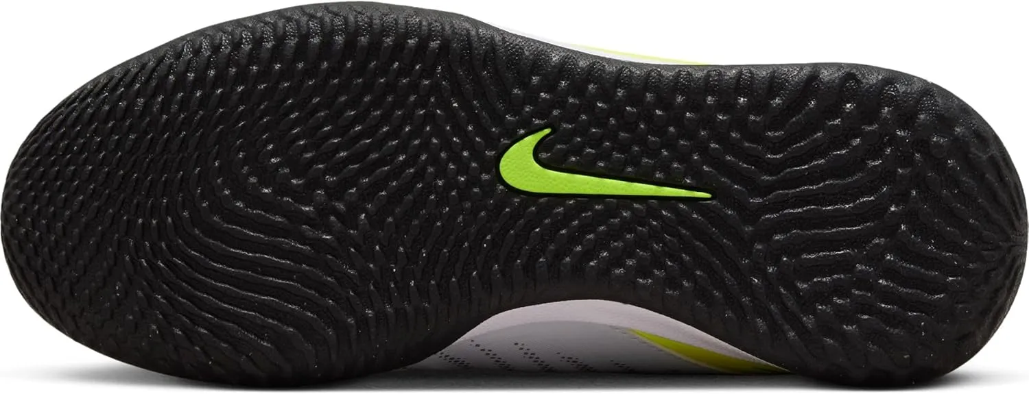 Nike Jr. Phantom GX 2 Academy Little/Big Kids' IC Soccer Shoes (FJ2609-003, Metallic Silver/Volt/Black)