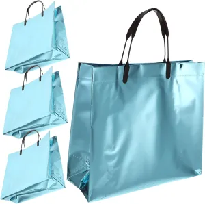 NOLITOY 4Pcs Reusable Shopping Tote Bags Glossy Present Bags for Groceries Goodies and Outings Durable Lightweight for Retail and Everyday Use