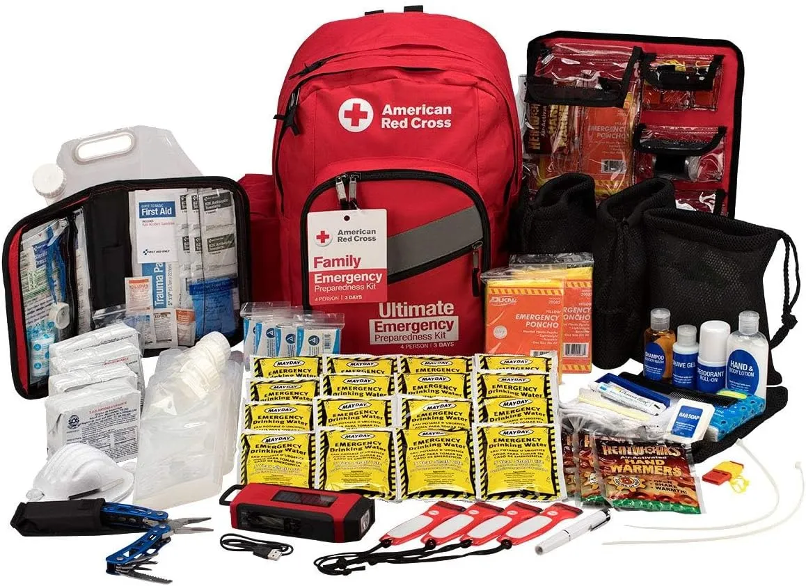 Officially Licensed Product |3-Day Emergency Preparedness Deluxe Backpack | 72 Hour Survival Supplies for 4 People | Water, Phone Charger, Blanket, Food