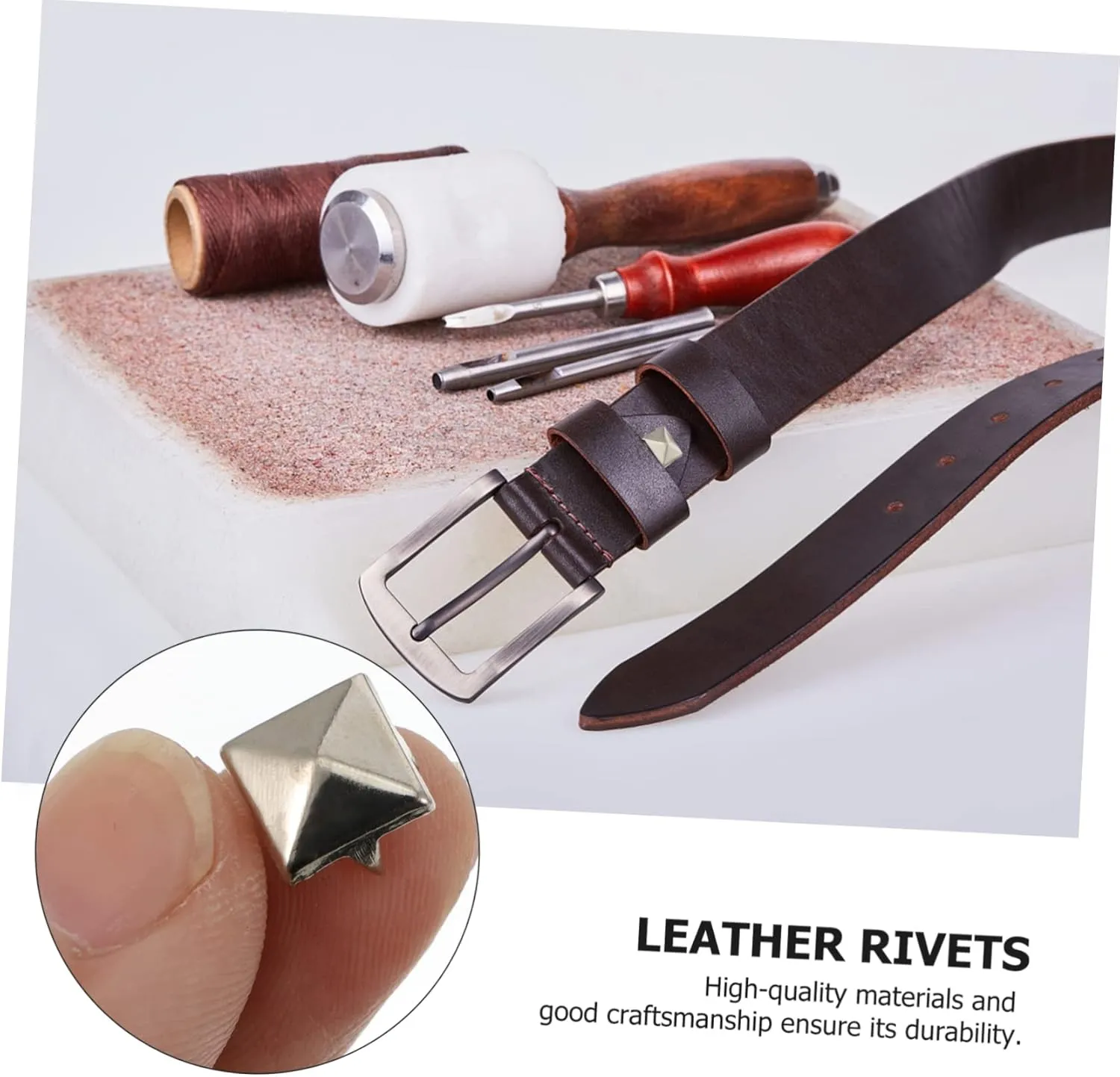 OHPHCALL DIY Craft Leather Shoes Rivets 300pcs Four-jaw Square Rivets Bag Metal Nailheads for Hole Shoes DIY Accessories