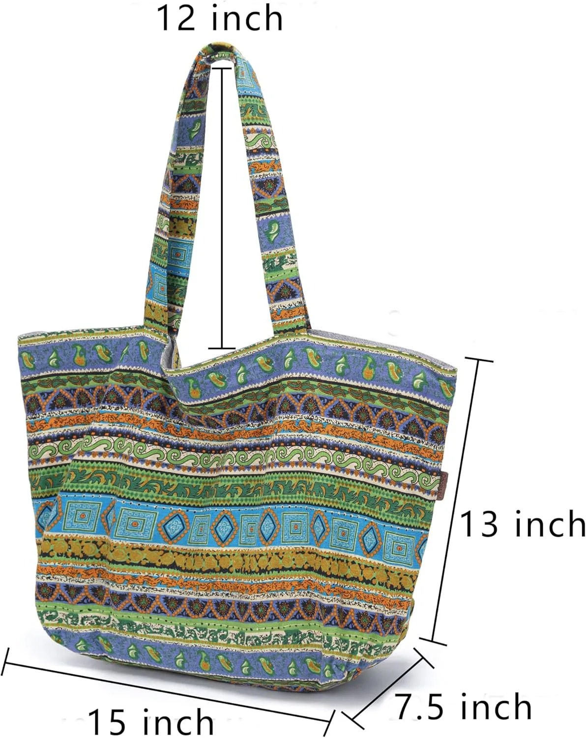 OPQRSTU Women Hippie Tote Hand Bag Large Capacity Bohemian Bag Portable Tourist Shoulder Bags