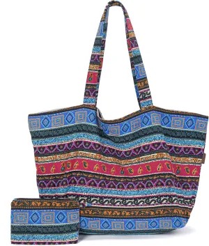 OPQRSTU Women Hippie Tote Hand Bag Large Capacity Bohemian Bag Portable Tourist Shoulder Bags