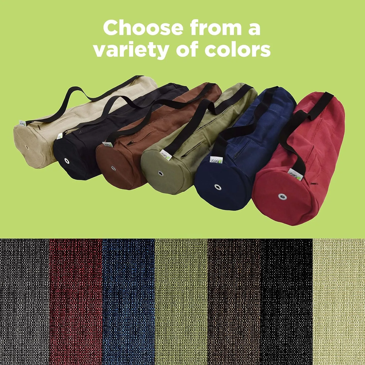 Organic Hemp Mat Bags - 8" round x 32" long - Easy Open Zipper - Extra Large - (fits Manduka   Jade) - Made in USA